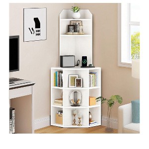 6 Tier Corner Bookshelf Office Display Cubby Industrial Corner Storage Cabinet Rack with USB Charging Station & Power Outlets Charging Station - 1 of 4