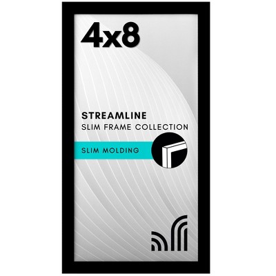 Americanflat 4x8 Picture Frame - Streamline Collection - Thin Border Photo Frame for Tabletop and Wall Display - Black