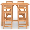 vidaXL Outdoor Patio Bar Set - 5 Piece Garden Bar Furniture Set with Stools - Solid Acacia Wood with Oil Finish - Weather-Resistant - Brown - 3 of 4