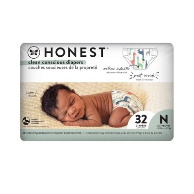 The Honest Company Disposable Diapers - Giraffes - Size Newborn - 32ct