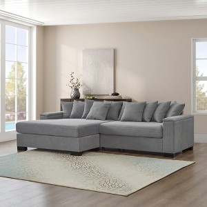111" Luxury Corduroy Upholstered L-Shaped Sectional Sofa with Reversible Chaise Lounge and Arm Storage - 1 of 4