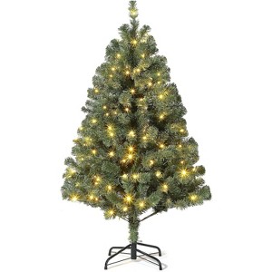 Artificial Christmas Tree, Realistic Spruce Holiday Tree with Hinged Branches, Collapsible Metal Base, Indoor Outdoor Xmas Decoration for Home - 1 of 4