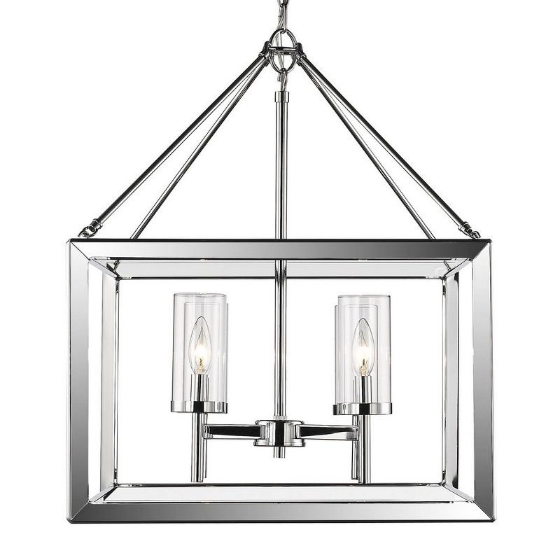Golden Lighting Smyth 4-Light Chandelier in Chrome with Clear Glass, 1 of 2