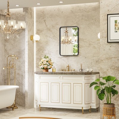 SEVOBAL Decorative Wall Mirrors Bathroom Contemporary Design Wall Mirror  Long Lasting Durable For Vanity Living Room, Black, 29.5"*1.3"*21.6"