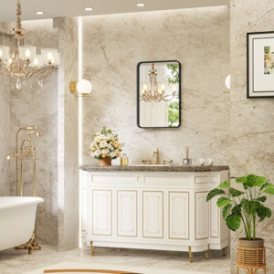 SEVOBAL Decorative Wall Mirrors Bathroom Contemporary Design Wall Mirror  Long Lasting Durable For Vanity Living Room, Black, 29.5"*1.3"*21.6" - 1 of 4