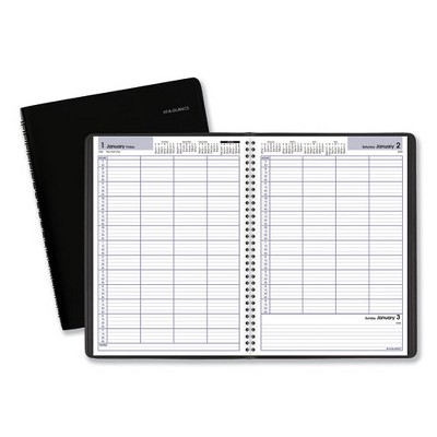 DayMinder Four-Person Group Daily Appointment Book, 11 x 8, Black Cover, 12-Month (Jan to Dec): 2025