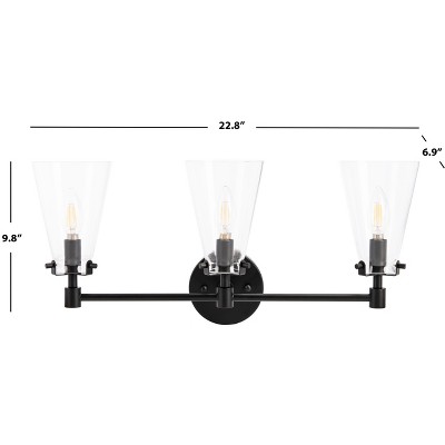 Matte Black Glass Shade Vanity Sconce, 3-Light