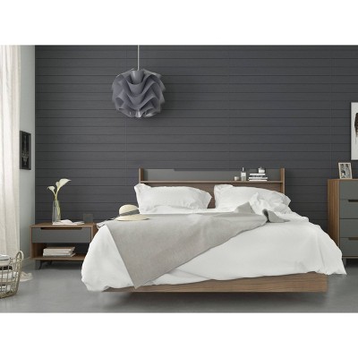 3pc Queen Neptune Bedroom Set Walnut/Charcoal - Nexera