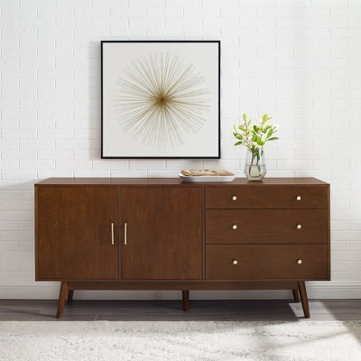 NicBex 69.25" Mid-Century Modern 2-Doors Sideboard,Minimalist Kitchen Storage Cabinets with 3 Drawers for Kitchen and Dining Room,Brown/Walnut