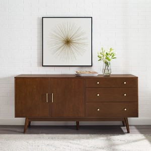NicBex 69.25" Mid-Century Modern 2-Doors Sideboard,Minimalist Kitchen Storage Cabinets with 3 Drawers for Kitchen and Dining Room,Walnut - 1 of 4