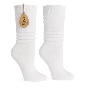 2 Pairs Women's Slouchy Scrunch Knee-High Boot Socks for Casual Wear and Comfort - 1 of 4
