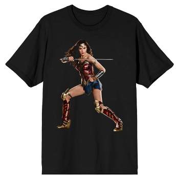 Justice League Movie Wonder Woman Character Pose Men's Black T-shirt