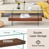 Lirago Modern Two-Tier Coffee Table-Brown Marble Pattern & Clear Glass, Versatile Design for Living Room & Office - 4 of 4