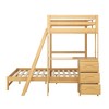 PAGED Full over Full Size Bunk Bed Modern Simple Pine Bed Frame with Storage Drawers, Guardrail and Storage Stairs for Bedroom - 3 of 4