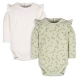 Gerber Baby Girls' Ruffle Long Sleeve Onesies® Bodysuits - 2-Pack
