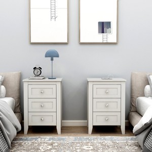 Nightstand Bedside Table, Wooden Frame with Storage Drawer, Bed Side Table with Adjustable LED Strip Light, Storage End Table for Bedroom - 1 of 4
