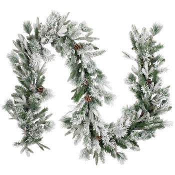 Northlight Real Touch™️ Flocked Rosemary Emerald Angel Pine Artificial Christmas Garland - 9' x 14" - Unlit