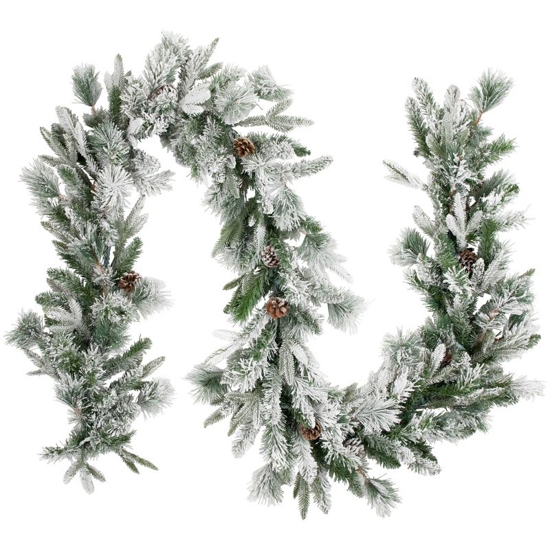 Northlight Real Touch™️ Flocked Rosemary Emerald Angel Pine Artificial Christmas Garland - 9' x 14" - Unlit, 1 of 11
