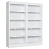 Alilang 71.66 Inch Double Wide White Wooden Bookshelf with Adjustable Shelves and Vertical Paneling - White - 3 of 4