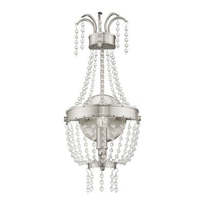 Brushed Nickel Sconce with Clear Crystal Shade