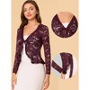 INSPIRE CHIC Women's Tie Front Ruffled Hem Floral Lace Sheer Crop Bolero Shrug - 2 of 4