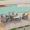 Syemin 6PCS Patio Seating Rattan Furniture Set Sectional Sofa Cushioned Garden, Tempered Glass Table, Gray, 50"*28.7"*31.1" - 4 of 4