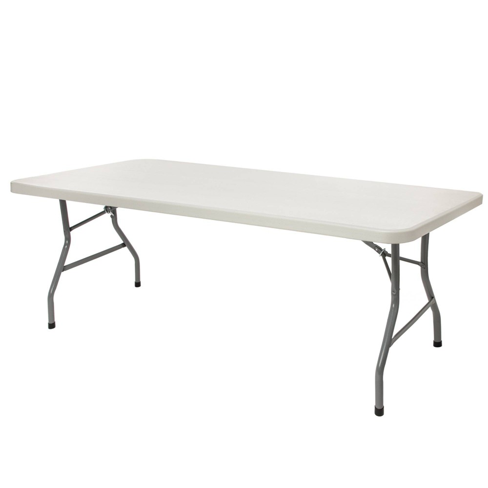 Hampden Furnishings 30"x72" Heavy Duty Folding Table Speckled Gray: Modern, No Assembly, 6-Seater Rectangle Banquet Table