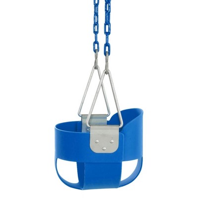 Blue Full Bucket Toddler Swing with Coated Chains