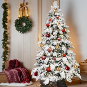 Resenkos Artificial 8ft Flock LED-lit Christmas Tree with 1242PE/PVC Mixed Branch Tips - 1 of 4