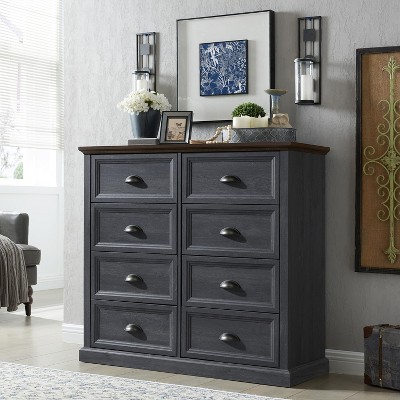 SinCiDo Farmhouse Dresser with 8 Drawer, 39" Tall Dressers & Chests for Bedroom, Wood Rustic Bedroom Dresser for Living Room