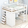 YOOCOZZ Full Size Loft Bed with Built-in Desk, Wardrobe, 2-Tier Shelf and 3 Drawers - 3 of 4