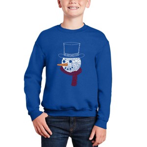 LA Pop Art Snowman Face - Boy's Word Art Crewneck Sweatshirt - 1 of 4