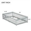 COWLOWN Twin Size Floor Bed with Safety Fence & Door, Rubber Wood Montessori Bed for Toddlers - 2 of 4