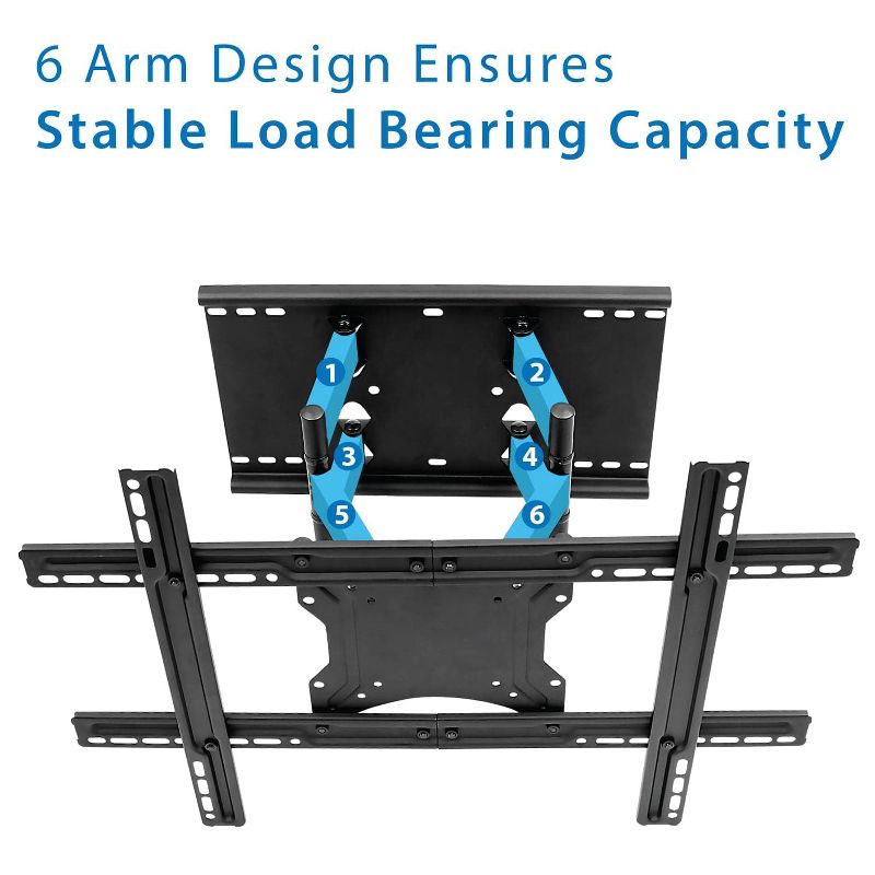 Mount-It! Full Motion Large TV Wall Mount w/ Extension Fits 40" - 80" Flat or Curved Large Screen TVs, Heavy-duty Mount Supports Up to 132 Lbs., 4 of 10
