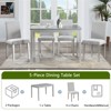 Oversart 5 Piece Wooden Dining Table Set, Kitchen Table Set with a Rectangular Table and 4 Upholstered Chairs silver grey - 4 of 4
