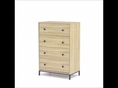 Charter Oak Industrial 4-Drawer Chest with Black Metal Base