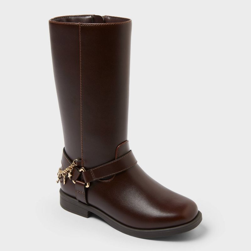 Kids' Kofi Stove Pipe Boots - Cat & Jack™ Dark Brown 1