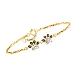 Ross-Simons 0.15 ct. t.w. White and Black Diamond Paw Print Anklet in 18kt Gold Over Sterling - 1 of 3