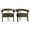 Modern Accent Chair Set of 2 ,Velvet Upholstered Accent Chair With Curved Backrest Armrest For Living Room Dining Room-Tanpinhause - 2 of 4