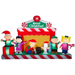 Gemmy Giant Christmas Inflatable Peanuts Gang Stage Scene, 7 ft Tall, Multi - 1 of 4