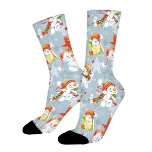 Cute Snowman Women Printed Crew Socks Funny Funky Socks Soft Polyester Novelty Gifts for Artists Men - 1 of 4