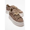 Anda - Dark Beige Suede Leather Buckled Sneakers (Women) | Forever & Always Shoes - 2 of 4