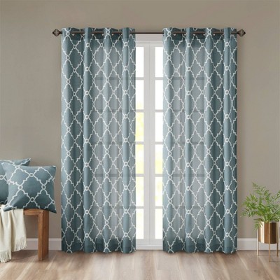 1pc Light Filtering Sereno Fretwork Print Curtain Panel - Madison Park