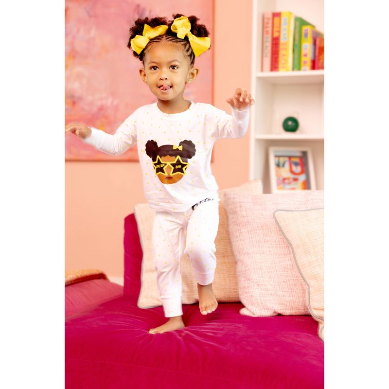 Elle Olivia Toddler Girls' 2pc Magic Star Pajama Set - White, 5 of 11