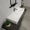 48 x 18 in. Solid Surface Wall Mount or Countertop Bathroom Vessel Sink with Single Faucet Holes in Matte White - 3 of 4