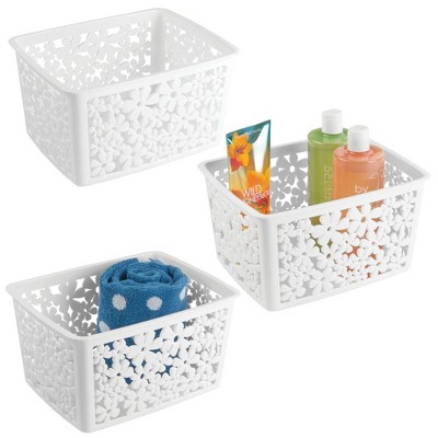 Mdesign Bathroom Storage Organizer Bin, Large, Floral, 3 Pack Target
