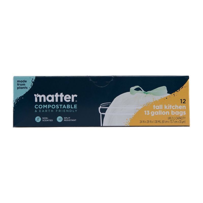 Matter Compostable Tall Kitchen Trash Bags - 13 Gallon/12ct, 1 of 6