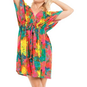 HAPPY BAY Women's Summer Loose Front Tie Swimsuit Vacation Beachwear Swim Dress Cover Ups X-Large-XX-Large Multicolored Floral - 1 of 4