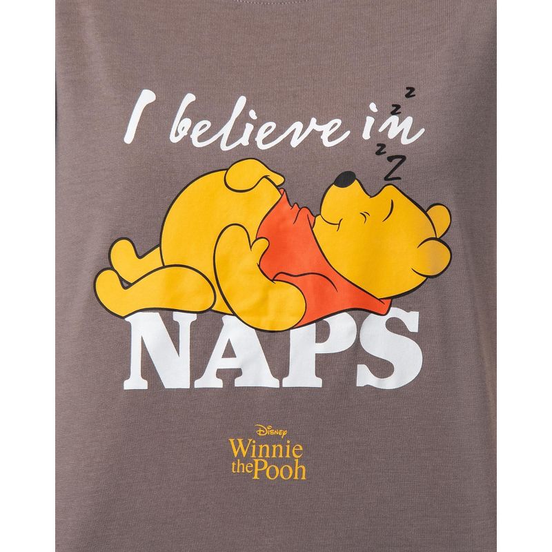 Disney Winnie-the-Pooh Women's I Believe In Naps Jogger Sleep Pajama Set Grey, 2 of 7
