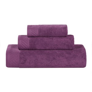 Basketweave Luxury Cotton Solid 3 Piece Assorted Towel Set by Blue Nile Mills - 1 of 4